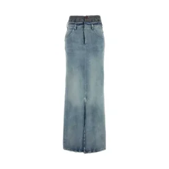 Sale Maxi Denim Nederdel med Slids Dame Nederdele