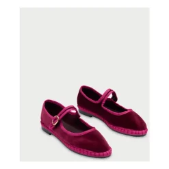 Mercedita Velvet Mary Jane Dame Ballerina Sko