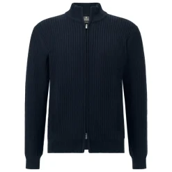 Outlet Merinould Ribstrikket Sweater med Fuld Lynlås Strik