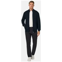 Outlet Merinould Ribstrikket Sweater med Fuld Lynlås Strik