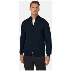 Outlet Merinould Ribstrikket Sweater med Fuld Lynlås Strik
