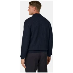 Outlet Merinould Ribstrikket Sweater med Fuld Lynlås Strik