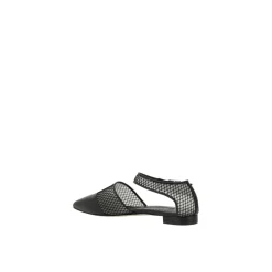 Outlet Mesh Detalje Lambskin Ballerina med Ankelrem Dame Ballerina Sko