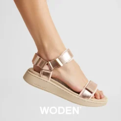 Outlet Metallic Rose Lædersandal Dame Sandaler