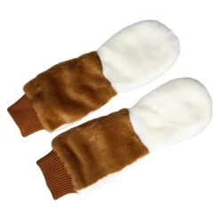 Outlet Mid Arm Length Knitted Fur Gloves Dame Handsker
