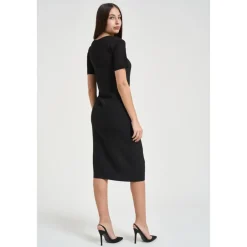 Discount Midi-kjole i twill med rynkeeffekt Dame Kjoler