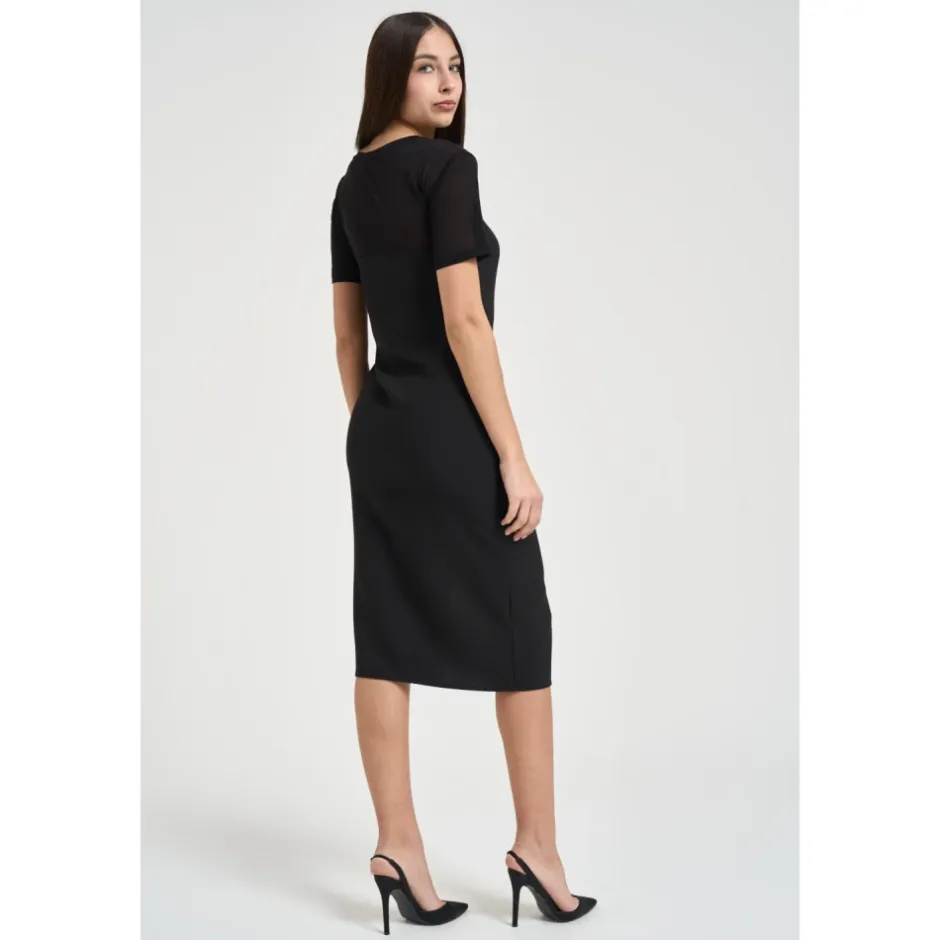Discount Midi-kjole i twill med rynkeeffekt Dame Kjoler
