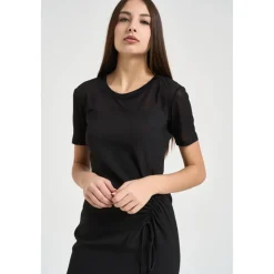 Discount Midi-kjole i twill med rynkeeffekt Dame Kjoler