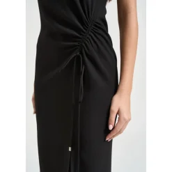 Discount Midi-kjole i twill med rynkeeffekt Dame Kjoler