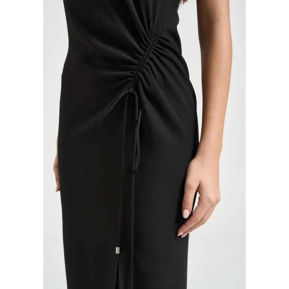 Discount Midi-kjole i twill med rynkeeffekt Dame Kjoler