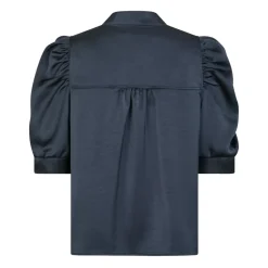 Clearance Midnight Blue Satin Bluse Dame Bluser & Skjorter