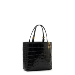 Best Mini Læder Tote Bag med Logo Charms Dame Bæltetasker