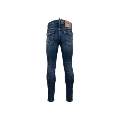 Sale Mænds Knaphul Jeans med Læder Patch Jeans