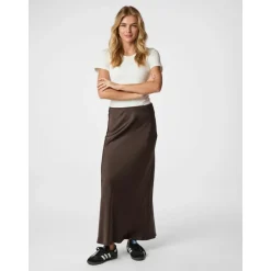 Outlet Mørke Vicky Heavy Satin Nederdel Dame Nederdele