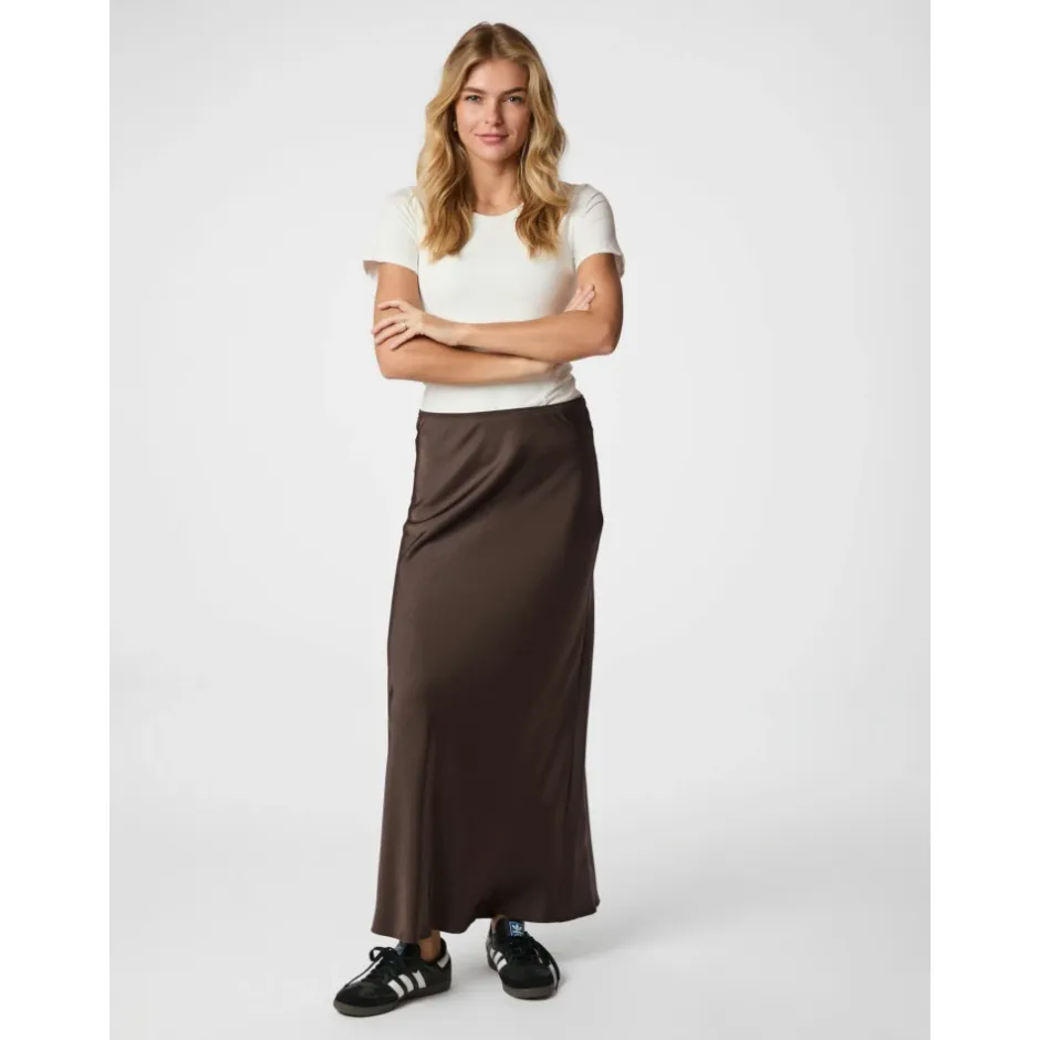 Outlet Mørke Vicky Heavy Satin Nederdel Dame Nederdele