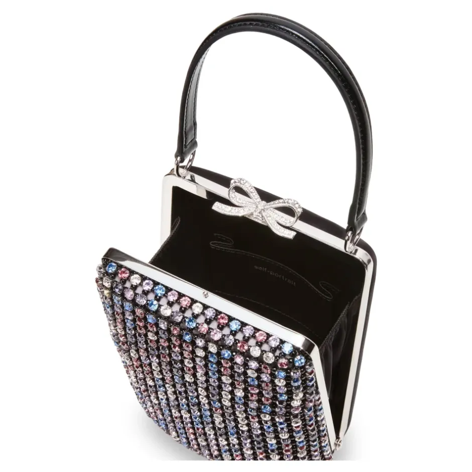 Clearance Multi Crystal Embellished Clutch Bag Dame Bæltetasker