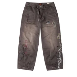 New Multi Logos Print Balloon Fit Vaskede Vævede Bukser Jeans