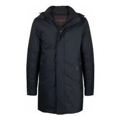 New Navy Blue Dunjakke med hætte Frakker
