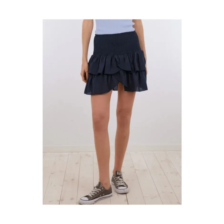 Hot Navy Blue Flæse Mini Nederdel Dame Nederdele