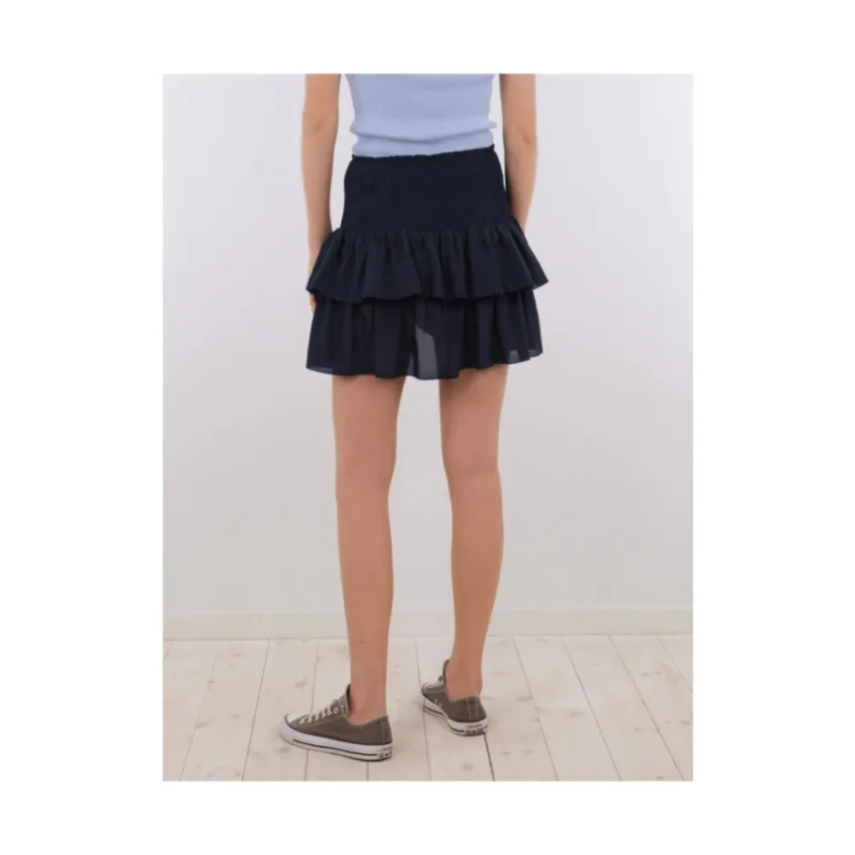 Hot Navy Blue Flæse Mini Nederdel Dame Nederdele