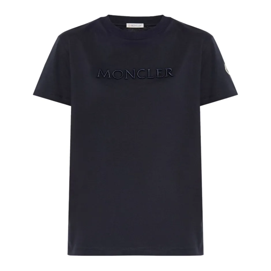 New Navy Blue Logo Patch T-shirt Dame T-Shirts