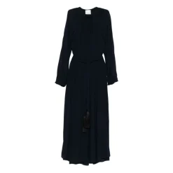 Navy Blue Slips Hals Kjole Dame Kjoler