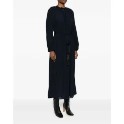 Navy Blue Slips Hals Kjole Dame Kjoler