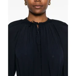 Navy Blue Slips Hals Kjole Dame Kjoler