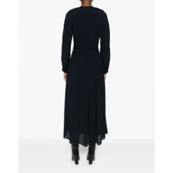 Navy Blue Slips Hals Kjole Dame Kjoler