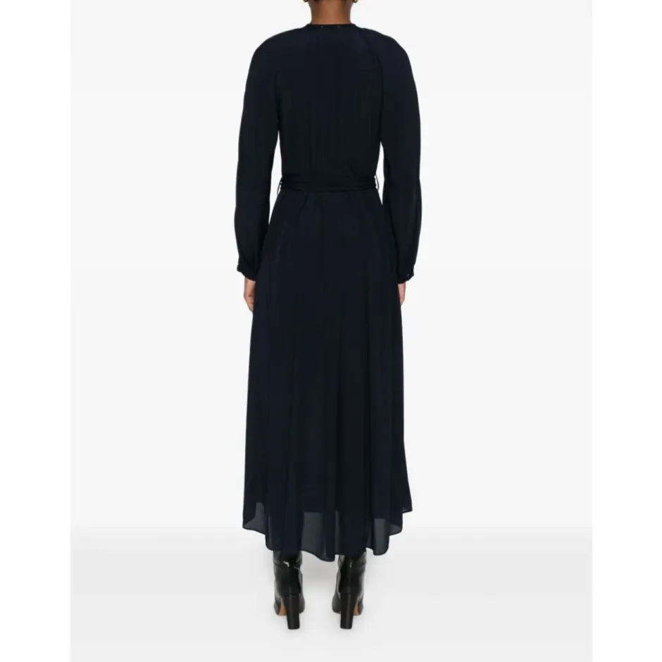 Navy Blue Slips Hals Kjole Dame Kjoler