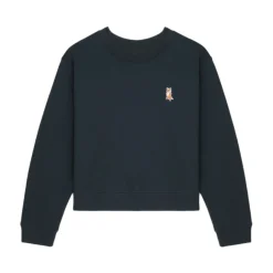 New Navy Fox Broderet Crew Neck Sweater Dame Sweatshirts