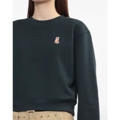 New Navy Fox Broderet Crew Neck Sweater Dame Sweatshirts