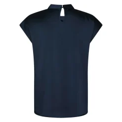 Online Navy Satin Drapy Bluse Dame Bluser & Skjorter