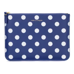 Navyblå læderpung med hvide prikker Dame Clutch
