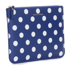 Navyblå læderpung med hvide prikker Dame Clutch