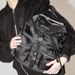 Sale Nylon Gabardine Rygsæk med Læderdetaljer Dame Rygsække