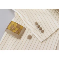 New Off White Gold Stribet Tuxedo Slim Fit Suit Jakkesæt
