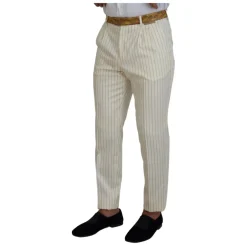New Off White Gold Stribet Tuxedo Slim Fit Suit Jakkesæt