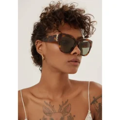 Discount Oversized Havana Cat Eye Solbriller Dame Solbriller