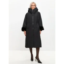 Best Oversized Hætte Puffer Jakke med Faux Pelsmanchetter Dame Frakker