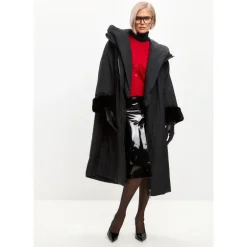 Best Oversized Hætte Puffer Jakke med Faux Pelsmanchetter Dame Frakker