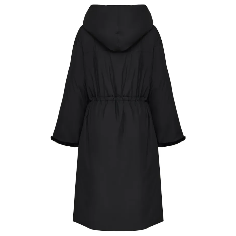 Best Oversized Hætte Puffer Jakke med Faux Pelsmanchetter Dame Frakker