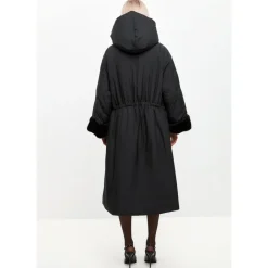 Best Oversized Hætte Puffer Jakke med Faux Pelsmanchetter Dame Frakker
