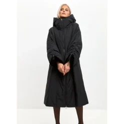 Best Oversized Hætte Puffer Jakke med Faux Pelsmanchetter Dame Frakker