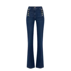 Sale Palazzo Denim Bukser med Guld Knapper Dame Jeans