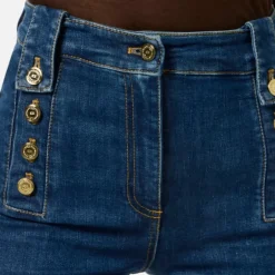 Sale Palazzo Denim Bukser med Guld Knapper Dame Jeans