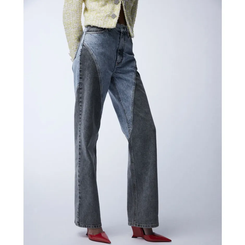 Online Patchwork Straight-Leg Jeans Dame Jeans