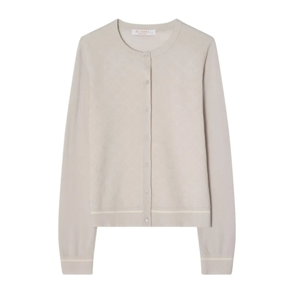 Hot Penelope Jacquard Merino Uld Cardigan Dame Striktrøjer & Sweatere