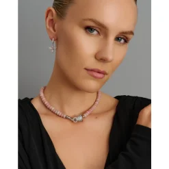 Clearance Pink Opal Choker with Panther Head Dame Smykker
