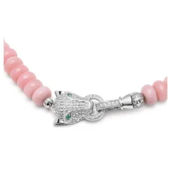 Clearance Pink Opal Choker with Panther Head Dame Smykker